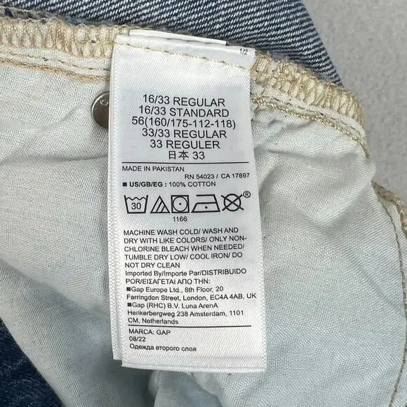 GAP Jeans Women Plus 16 33R High Rise Wide Leg Dark Wash Fade Contemporary - Picture 5 of 10